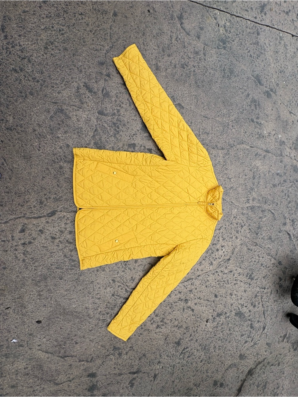 Quilted Yellow Lands End Women's Button-Front Sweater Jacket